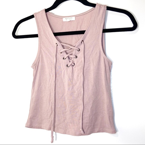 Heart & Hips Criss Cross Front Tank Top Pink Small - Picture 2 of 6